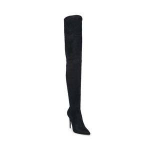 Cardi B x Steve Madden Black Suede Thigh Boots